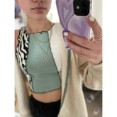 Zebra Striped Crop Tank Top